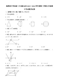 陕西省西安市逸翠园中学高新三中高新五初2023一2024学年九年级下学期期中数学试题（原卷版+解析版）