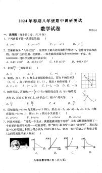 河南省南阳市镇平县2023-2024学年八年级下学期期中考试数学试题