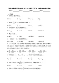 海南省儋州市第一中学2022-2023学年八年级下学期期中数学试卷(含答案)