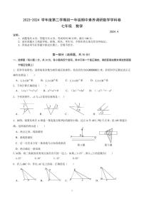 广东深圳宝安区2024年七年级下学期4月期中考试数学试题+答案