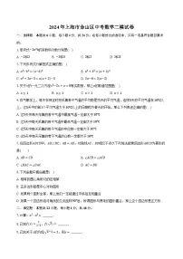 2024年上海市金山区中考数学二模试卷（含解析）