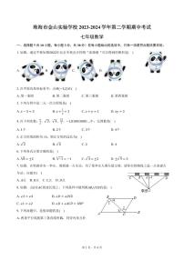 广东省珠海市金山实验学校2023-2024学年七年级下学期4月期中考试数学试题