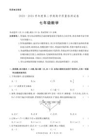 广东阳江2024年七年级下学期4月期中数学试题+答案