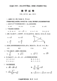 湖北省武汉市江夏区2023-2024学年下学期期中八年级数学试题