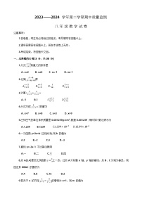 河南省洛阳市宜阳县2023-2024学年下学期期中八年级数学试卷