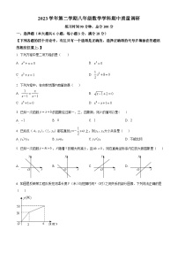 上海市嘉定区2023-2024学年八年级下学期期中数学试题（原卷版+解析版）