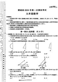 2024年陕西省渭南市蒲城县+中考第一次模拟考试数学试题