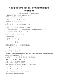 安徽省马鞍山市花山区马鞍山东方实验学校2023-2024学年七年级下学期期中数学试题(无答案)