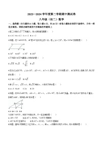 江西省南昌市部分学校2023-2024学年八年级下学期期中数学试题（含答案）