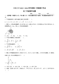 北京市丰台第八中学2023-2024学年八年级下学期期中数学试题(无答案)