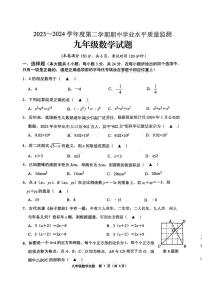 江苏省连云港市赣榆区、灌南县2023-2024学年九年级下学期期中（一模）考试数学试题