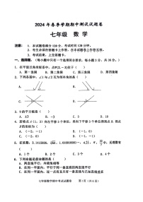 广西壮族自治区河池市宜州区2023-2024学年七年级下学期4月期中考试数学试题