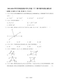 2023-2024学年河南省实验中学七年级（下）期中数学试卷全解全析