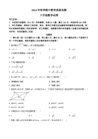 湖北省咸宁市嘉鱼县2023-2024学年八年级下学期期中数学试题（原卷版+解析版）