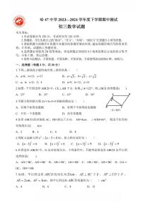 2024年哈尔滨市47中学八年级（下）期中数学试题及答案