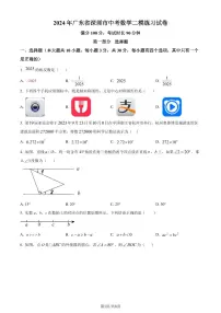 2024年广东省深圳市中考二模数学试题及答案
