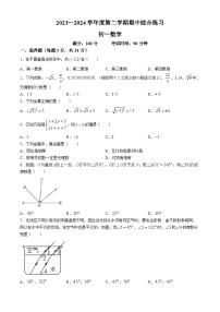 北京市清华大学附属中学望京学校2023-2024学年七年级下学期期中数学试题(无答案)