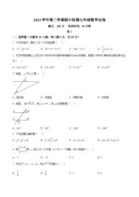 浙江省温州市第二十三中学2023-2024学年七年级下学期期中数学试题（原卷版+解析版）