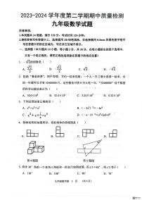 山东省菏泽市单县2023-—2024学年九年级下学期4月期中数学试题