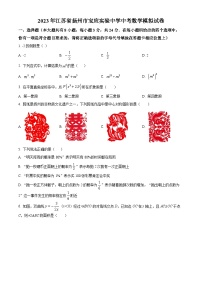 2023年江苏省扬州市宝应实验中学中考数学模拟预测题（原卷版+解析版）