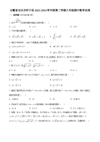 安徽省安庆市怀宁县2023-2024学年八年级下学期期中数学试题（原卷版+解析版）
