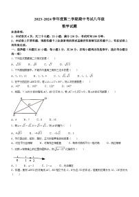 河南省漯河市临颍县2023-2024学年八年级下学期期中考试数学试题