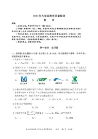 2024 年深圳市盐田区初三模拟考试数学试卷（附参考答案）