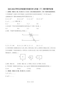2023-2024学年江苏省泰州市泰兴市七年级（下）期中数学试卷+答案解析