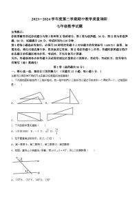 山东省济宁市梁山县2023-2024学年七年级下学期期中数学试题(无答案)