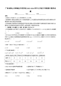 广东省佛山市禅城区华英学校2023-2024学年七年级下学期期中数学试题(无答案)