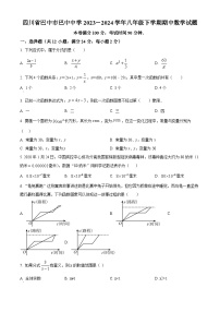 四川省巴中市巴州区巴中中学2023-2024学年八年级下学期期中数学试题（原卷版+解析版）