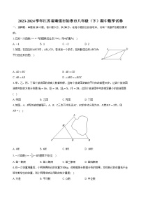 2023-2024学年江苏省南通市如皋市八年级（下）期中数学试卷（含解析）