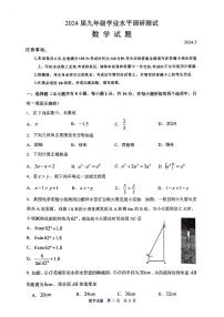 2024年江苏省常州市溧阳市中考一模数学试题
