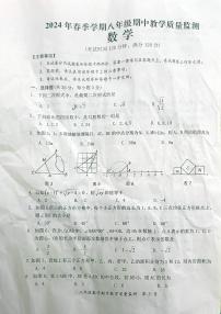 广西壮族自治区防城港市上思县2023-2024学年八年级下学期期中数学试卷