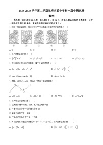 江苏省苏州市苏州工业园区星海实验初级中学2023-2024学年七年级下学期期中数学试题（原卷版+解析版）