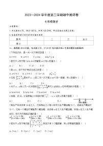 陕西省汉中市宁强县2023-2024学年七年级下学期4月期中考试数学试题