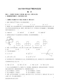 2023-2024湘江新区五月联考初中学业水平模拟考试数学试卷