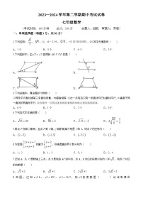 安徽省铜陵市枞阳县白云中学2023-2024学年七年级下学期期中数学试题(无答案)