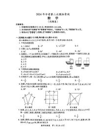 2024年安徽省滁州市+中考第二次模拟考试数学+试题