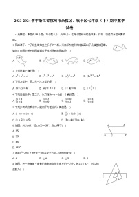 2023-2024学年浙江省杭州市余杭区、临平区七年级（下）期中数学试卷（含解析）