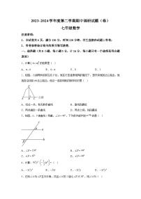 陕西省西安市西咸新区泾河新城五校联考2023-2024学年七年级下学期期中数学试题（含解析）