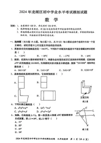 2024年广东省+汕头市龙湖区九年级中考+一模数学试题