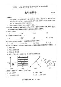 山东省临沂市平邑县2023--2024学年 下学期七年级数学期中试题