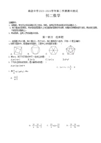 广东省深圳市深圳高级中学2023-2024学年下学期期中测试八年级数学试题