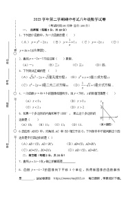 ，上海市崇明区部分学校联考（五四制）2023-2024学年八年级下学期期中考试数学试题