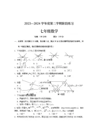 安徽省黄山地区2023-2024学年七年级下学期期中考试数学试题