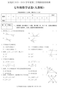 +河北省张家口市宣化区2023-2024学年七年级下学期期中阶段性检测数学试卷（人教版）