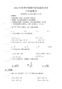 06，广西壮族自治区崇左市宁明县2023-2024学年八年级下学期4月期中数学试题