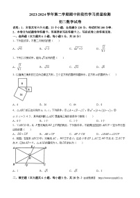 69，江西省南昌市一中教育集团2023-2024学年八年级下学期期中数学试题(无答案)