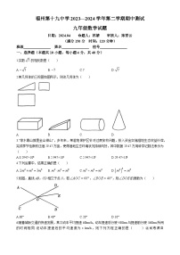 25，福建省福州第十九中学2023-2024学年九年级下学期期中数学试题(无答案)